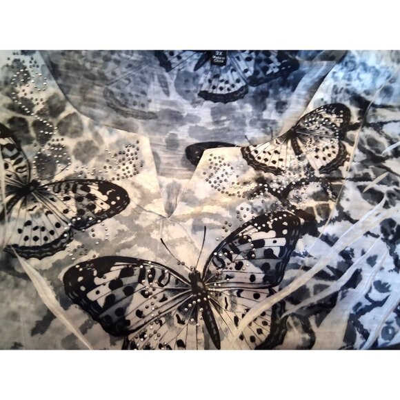 Apt. 9 Studded Butterfly Abstract Print Top Plus size 3X black silver nwot - Picture 4 of 5